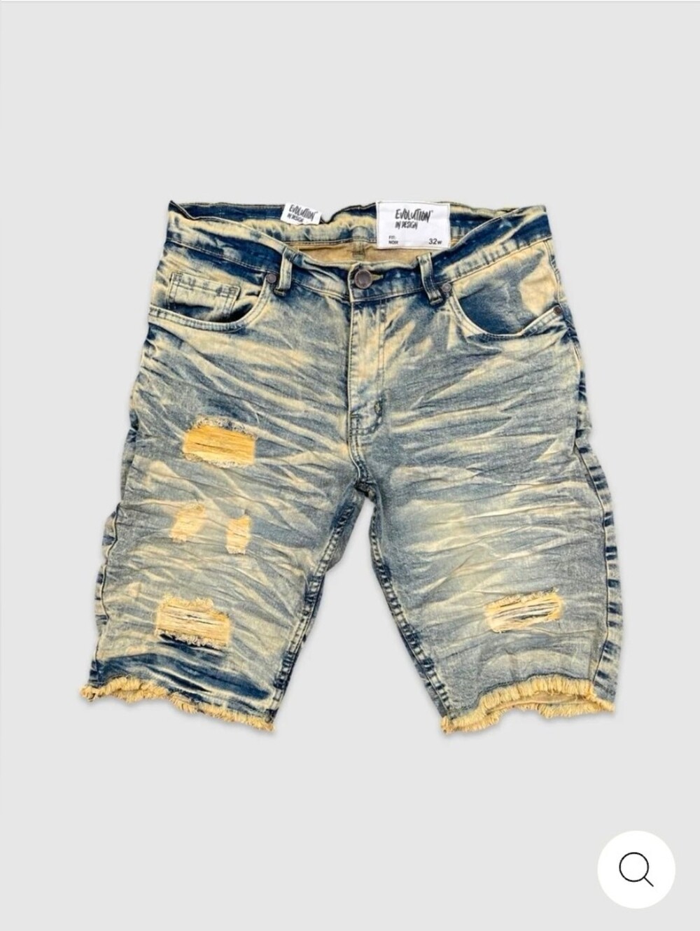 Evolution Mens Distressed Light Blue Denim Jean Shorts